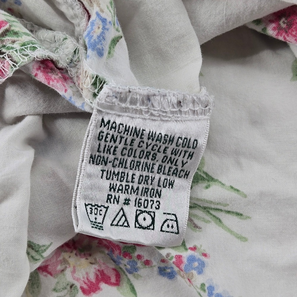 Laura Ashley Floral Nightgown Nap Sleep Dress White Pink Vintage 90s M Pintucks - Picture 5 of 9